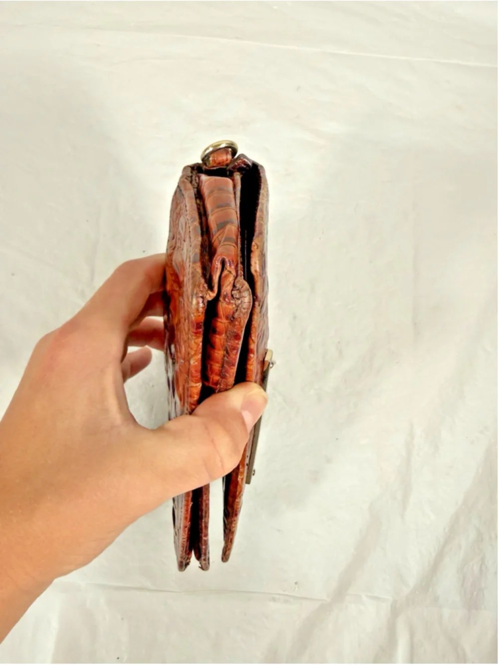 BRAHMIN DEBRA PECAN MELBOURNE LEATHER Croc Embossed WALLET